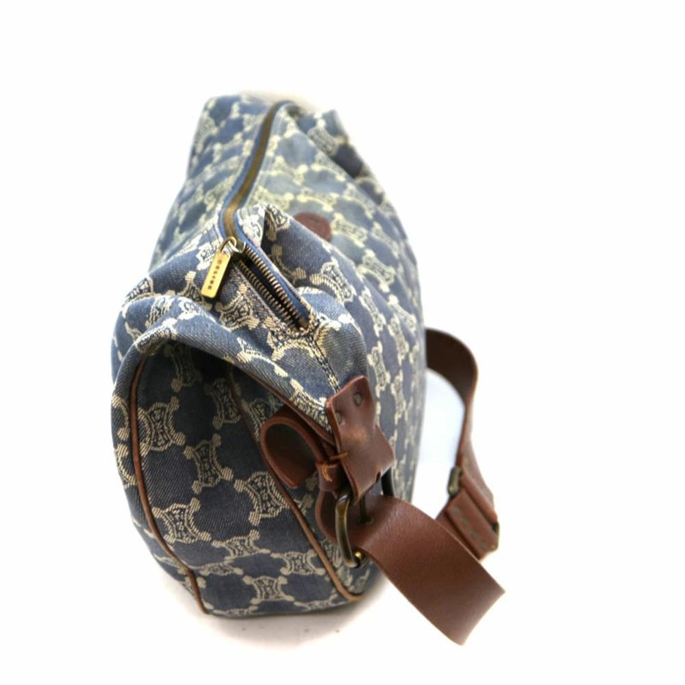 CELINE shoulder bag brown Navy Blue denim canvas leather - Picture 4 of 6